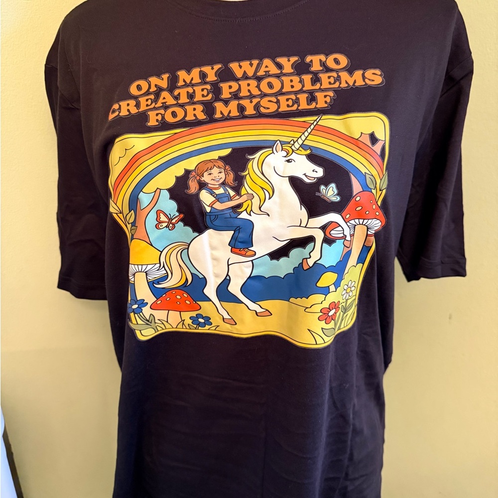 Athletic Works Black Graphic Tee with Orange Accents